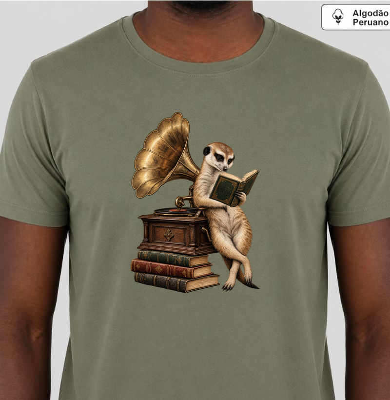 Suricato Leitor - Camiseta Algodão Peruano