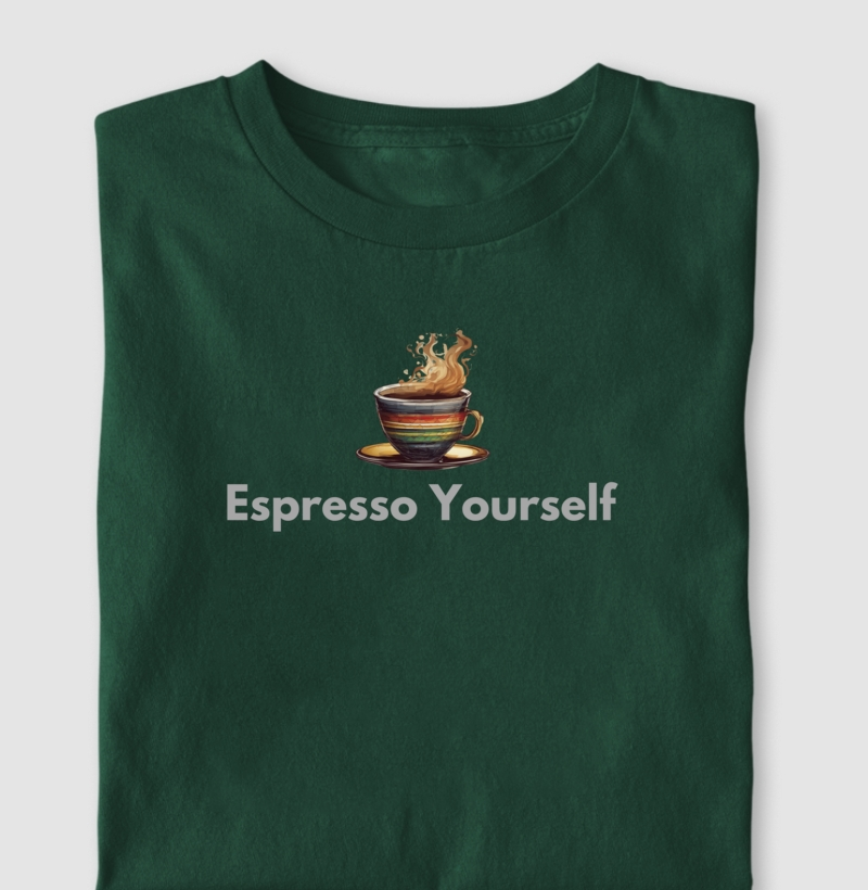 Camiseta Espresso Yourself Xícara Colorida Algodão Nacional