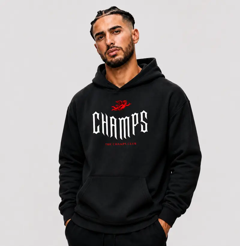 Moletom Preto Champs Red Vintage