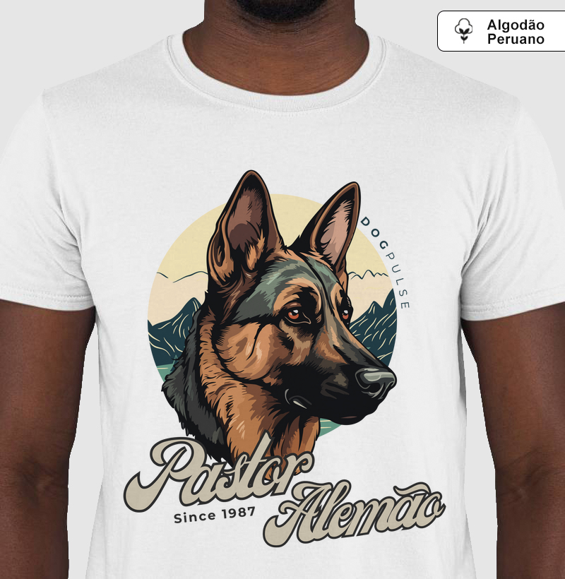 Camiseta Algodão Peruano Pastor Alemão Busto Dog Pulse