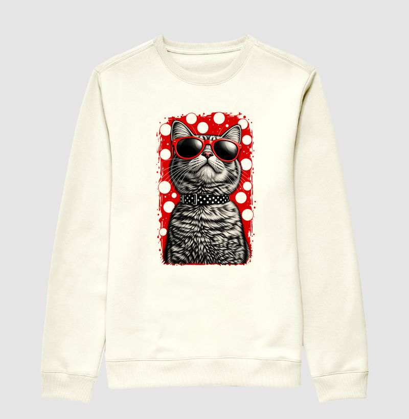 Gato Retrô  - Suéter Moletom