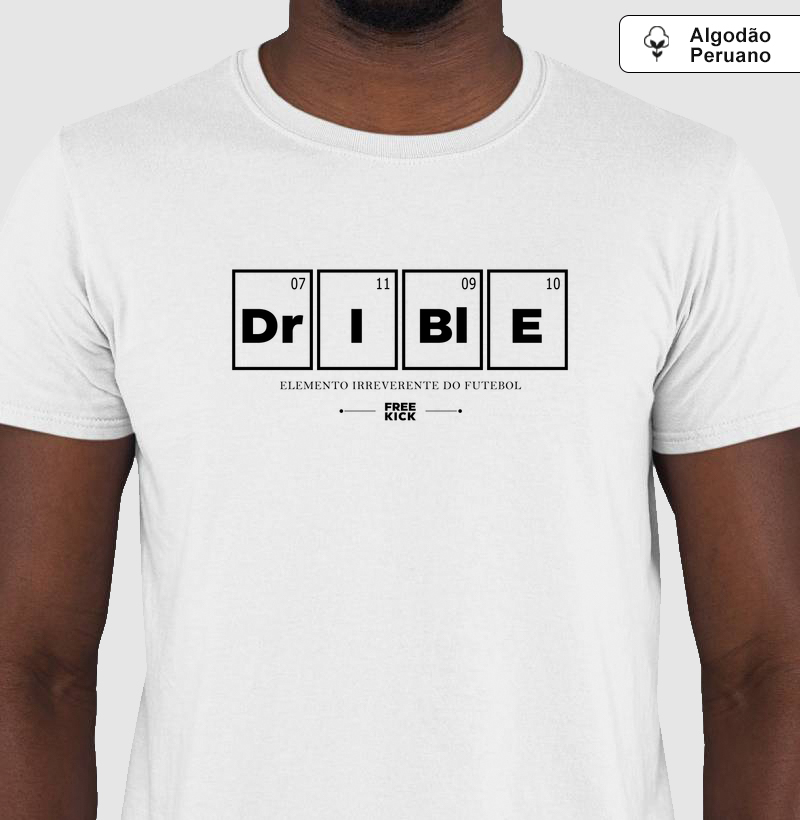 CAMISETA ALGODÃO PERUANO FREE KICK DRIBLE LOGO PRETO