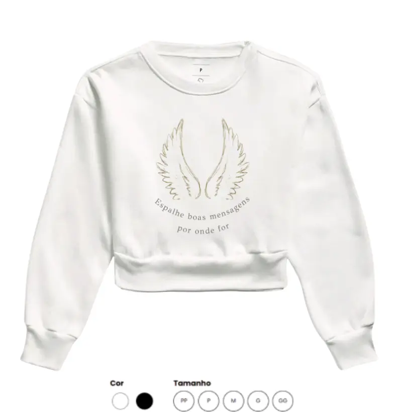 Espalhe boas mensagens por onde for - moletom cropped