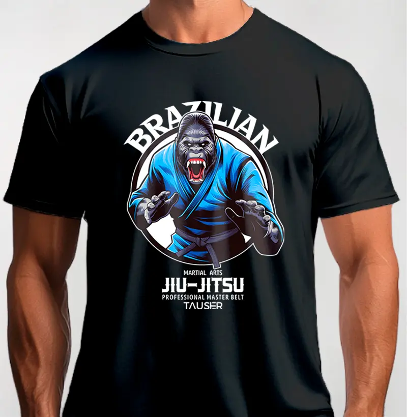 Camiseta malha 100% algodão, estampa jiu jitsu Brasilian
