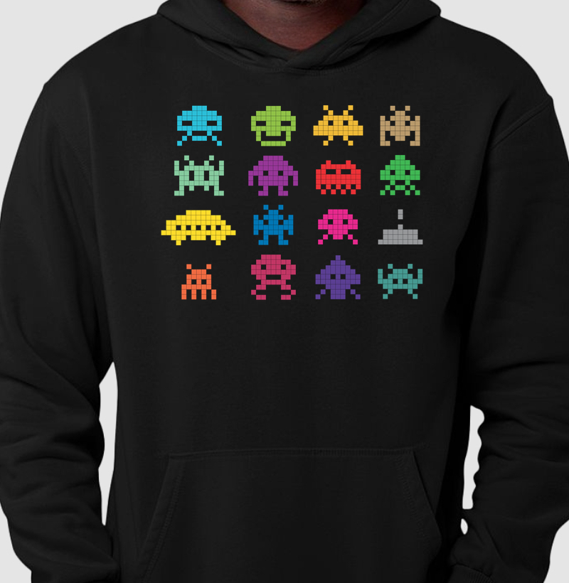 Color Pixel Aliens – Think Tee