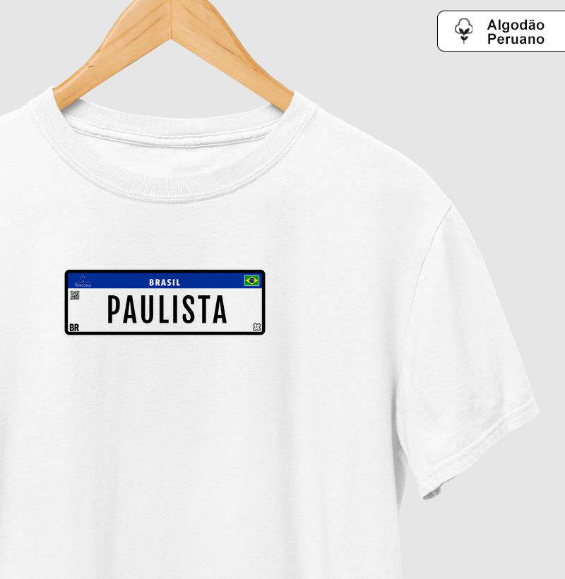Paulista Placa Camiseta Algodão Peruano