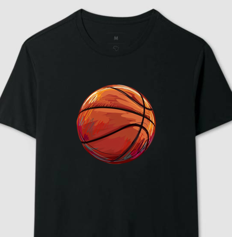 Camiseta Basquete Bola Desenhada