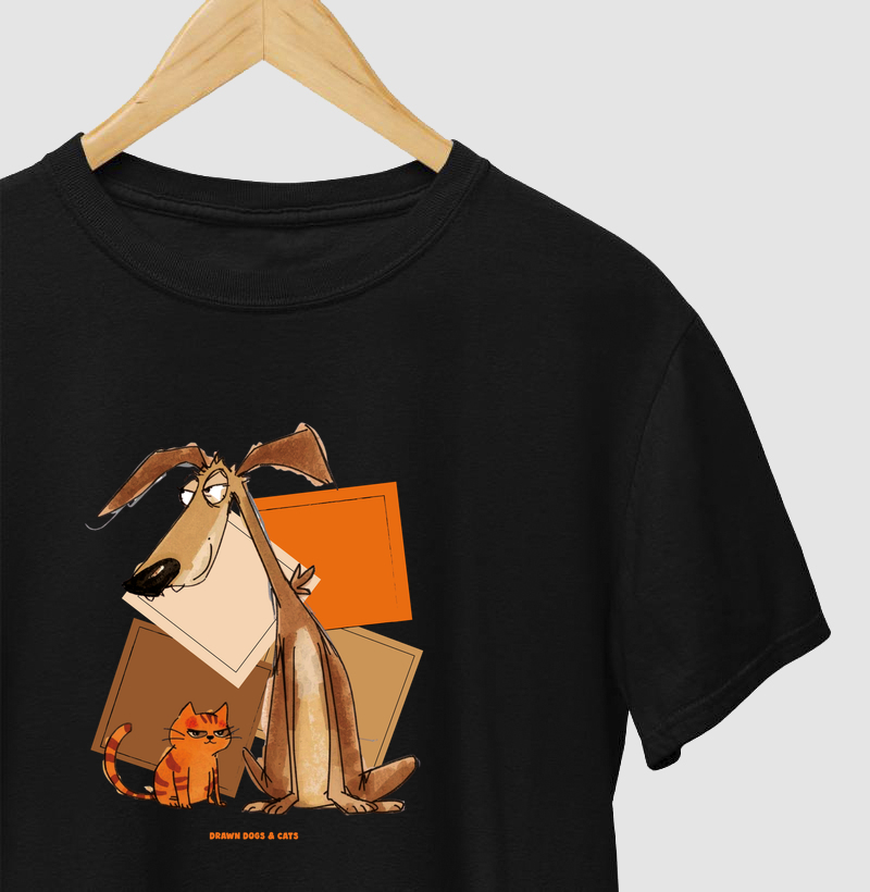 Cachorro e gato com fundo de quadrados