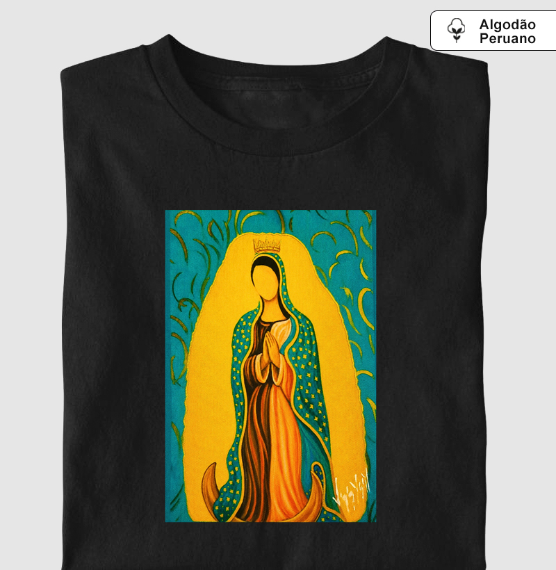 Camiseta Algodão Peruano Nossa Senhora de Guadalupe Arte Sacra