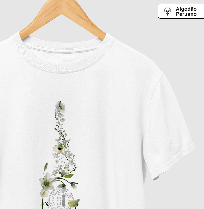 Garrafa flores brancas