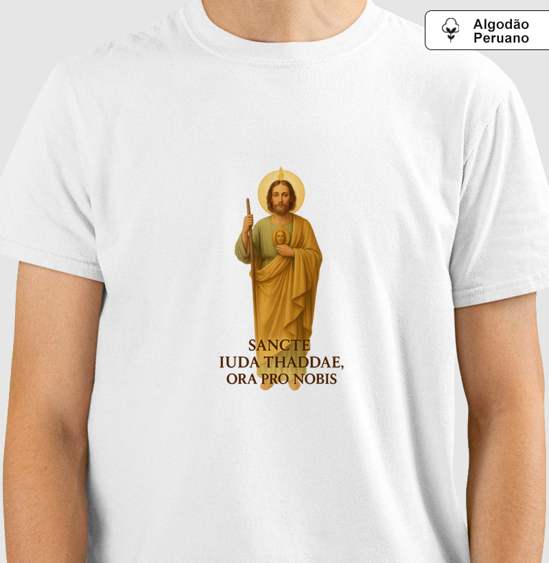 Camiseta Algodão Peruano Sancte Iuda Thaddae , Ora Pro Nobis
