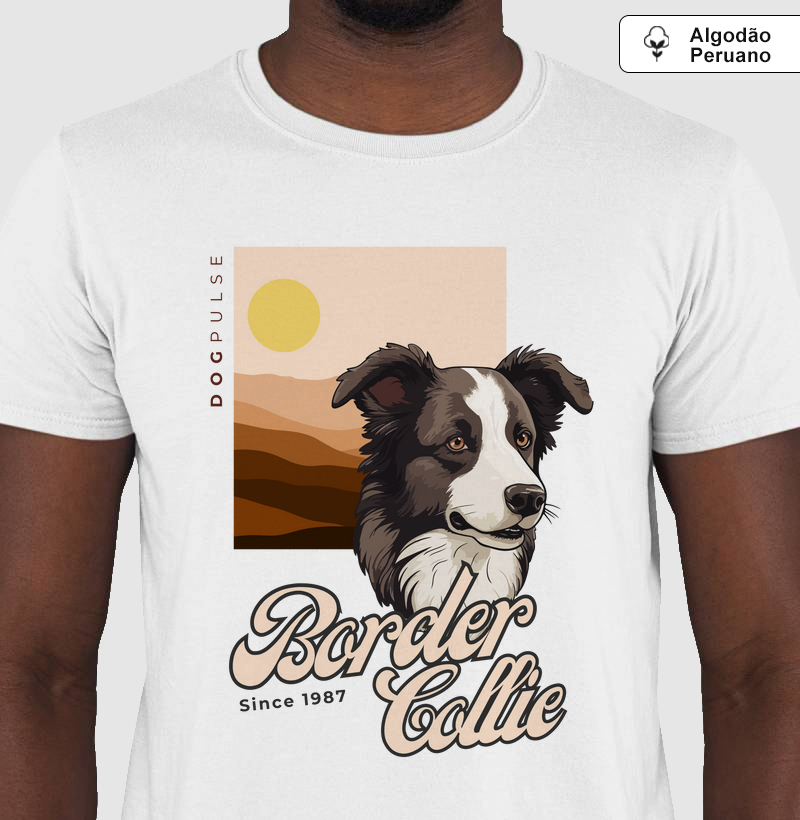 Camiseta Algodão Peruano Border Collie Busto Dog Pulse