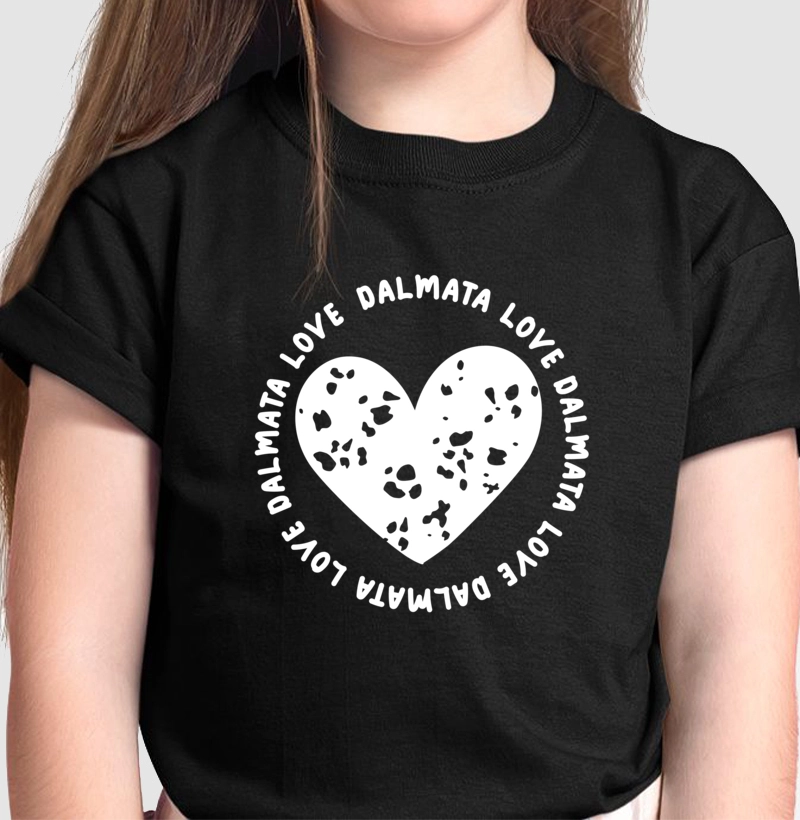 Camiseta Infantil Dalmata Coração