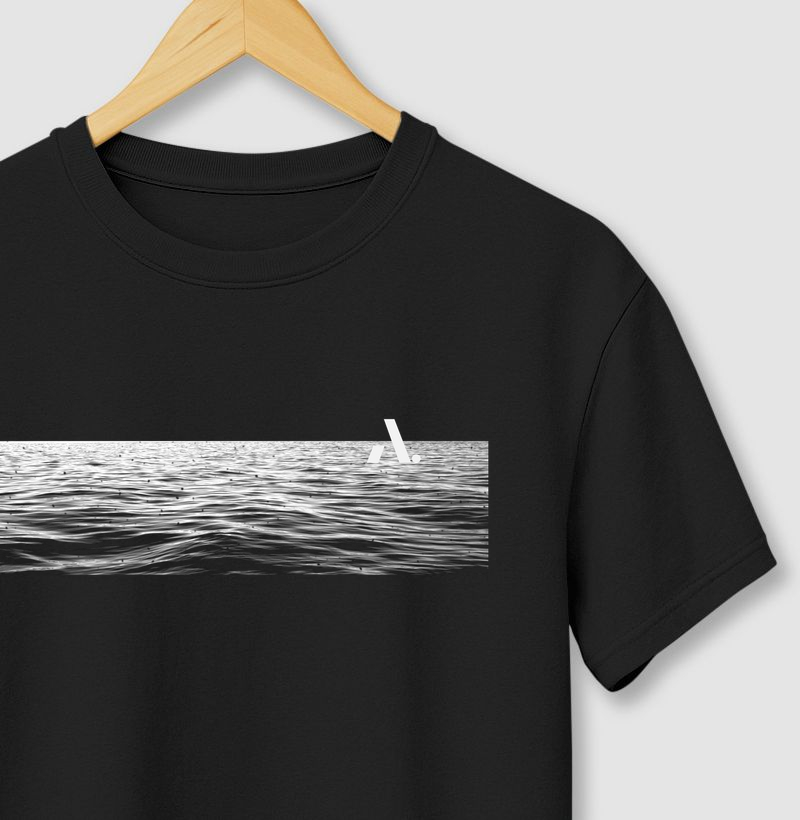 Camiseta Masculina Preta Abstratto Ocean