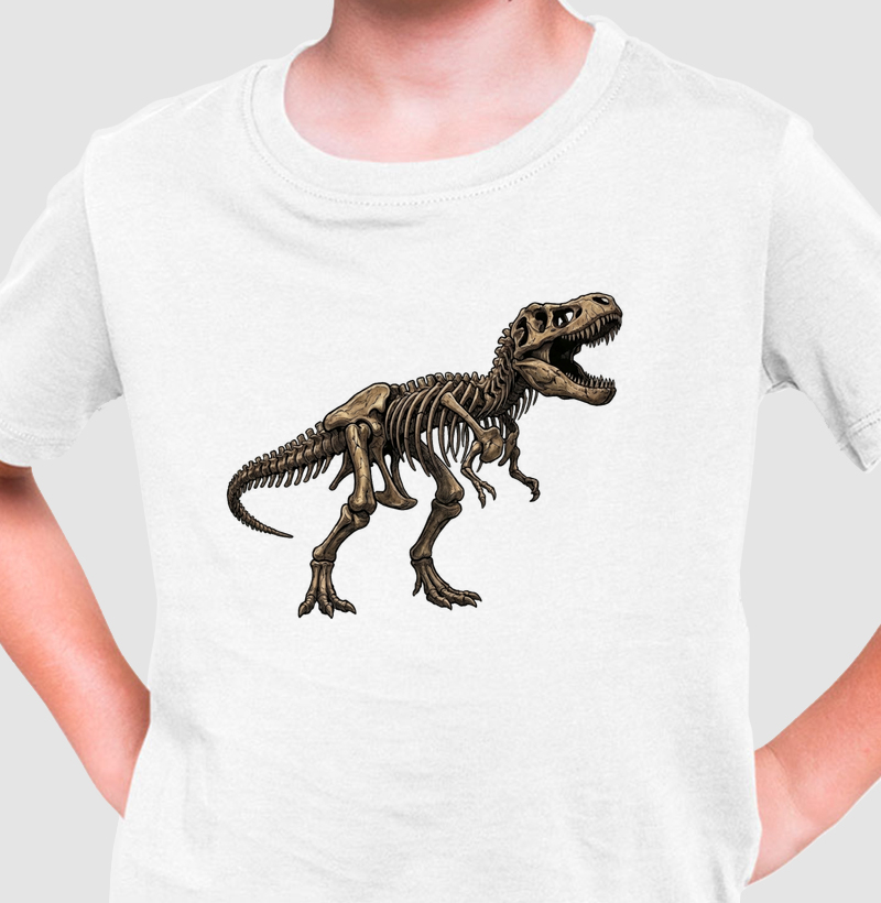 Camiseta Dinossauro Fóssil T-rex Algodão Premium Dinoloco