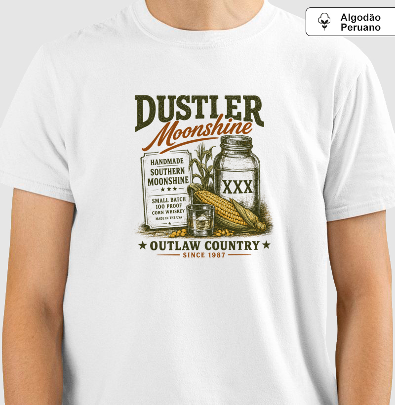 Camiseta Country Masculina Dustler Moonshine Outlaw Country