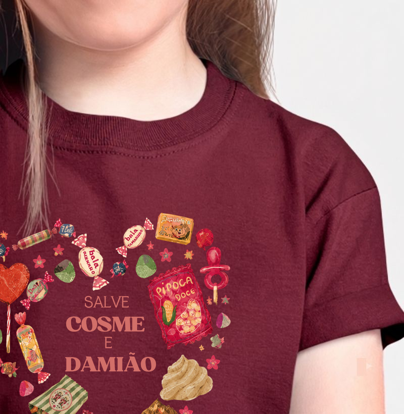Camiseta Infantil Salve Cosme e Damião - Camiseta Infantil