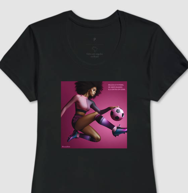 Baby Look Negra Joga Bonito