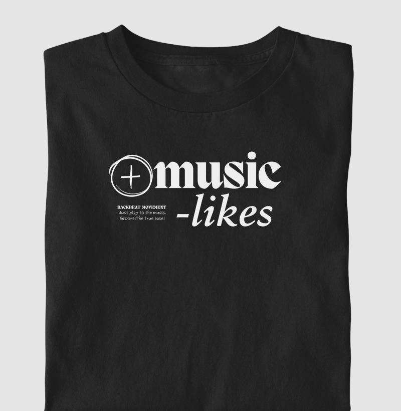 Camiseta Backbeat Classic +Music -Likes - Cores - Baterista