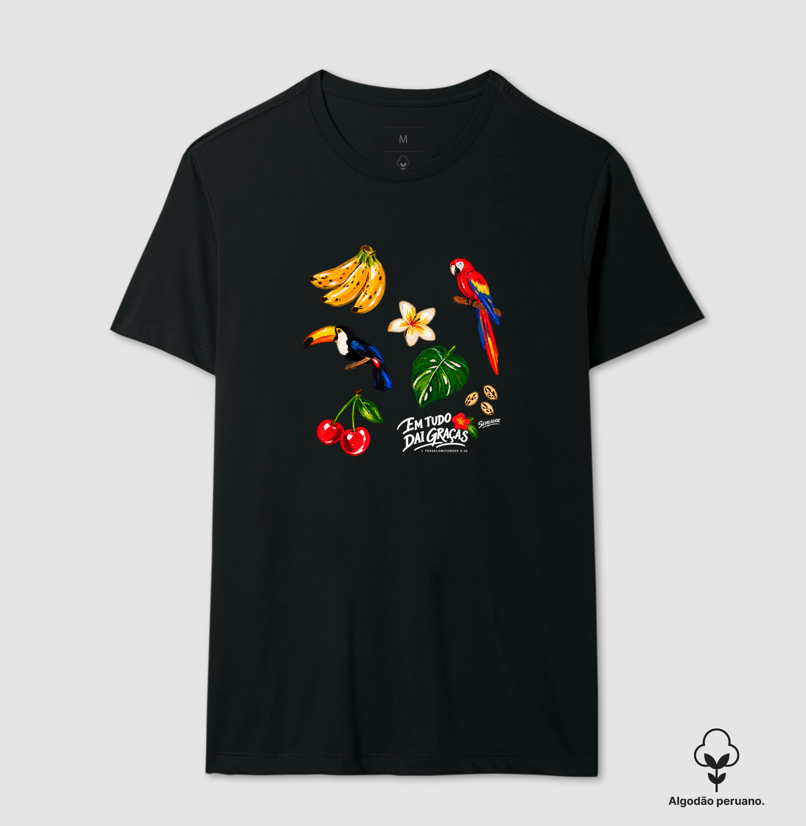 Camiseta Algodão Peruano Feminina Cristã Em Tudo Dai Graças