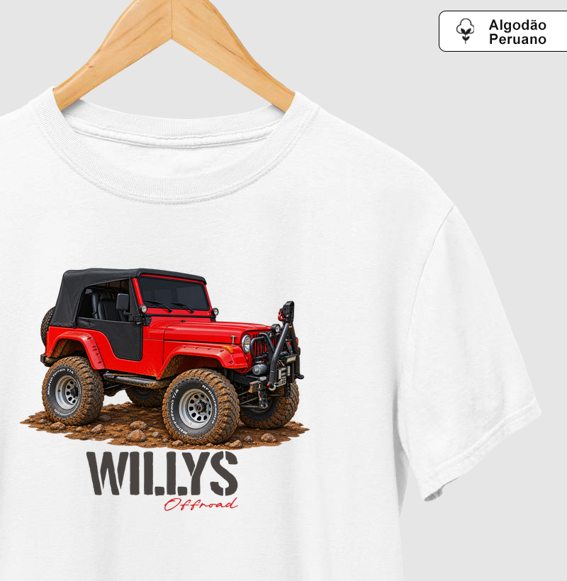 Jeep Willys Red - Camiseta Algodão Peruano