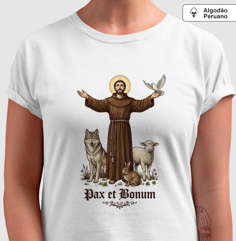 São Francisco de Assis - Pax et Bonum - Algodão Peruano