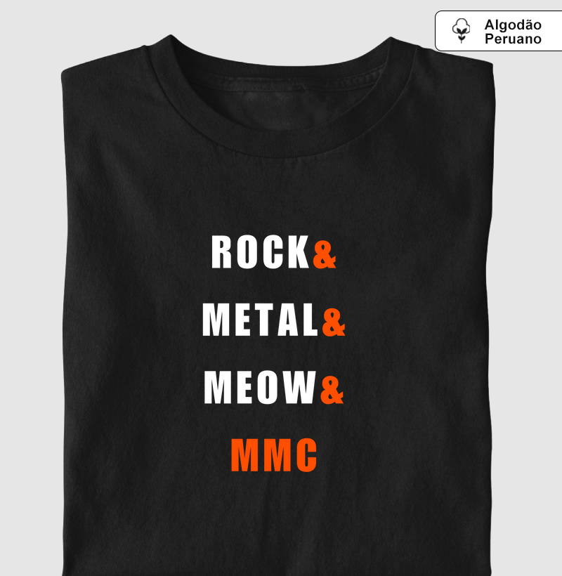Camiseta, Algodão Peruano, Rock & Metal & Meow