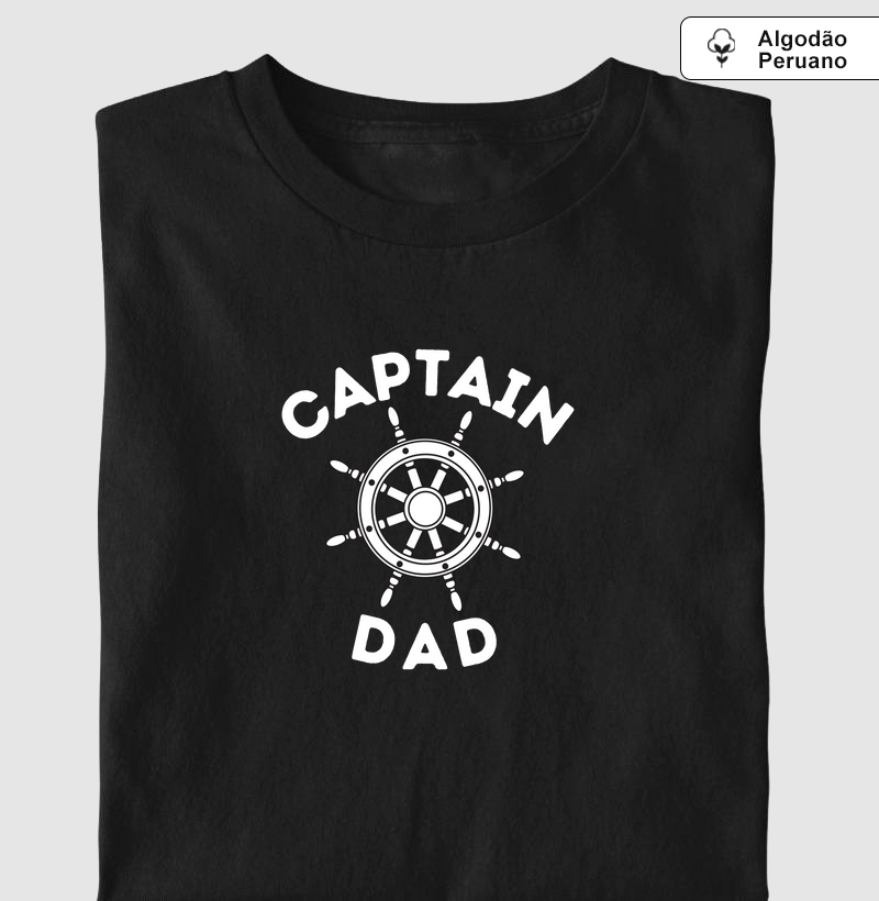 Camiseta de dia dos pais - Captain Dad" (Estilo Clássico Timão) - Algodão Peruano Premium