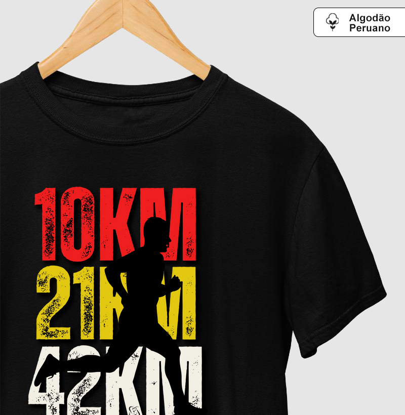 Camiseta Corrida Distâncias Evolução Atleta maratonista Algodão Peruano