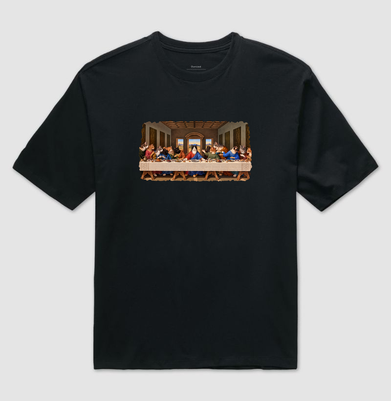 Última Ceia Felina - Camiseta Oversized