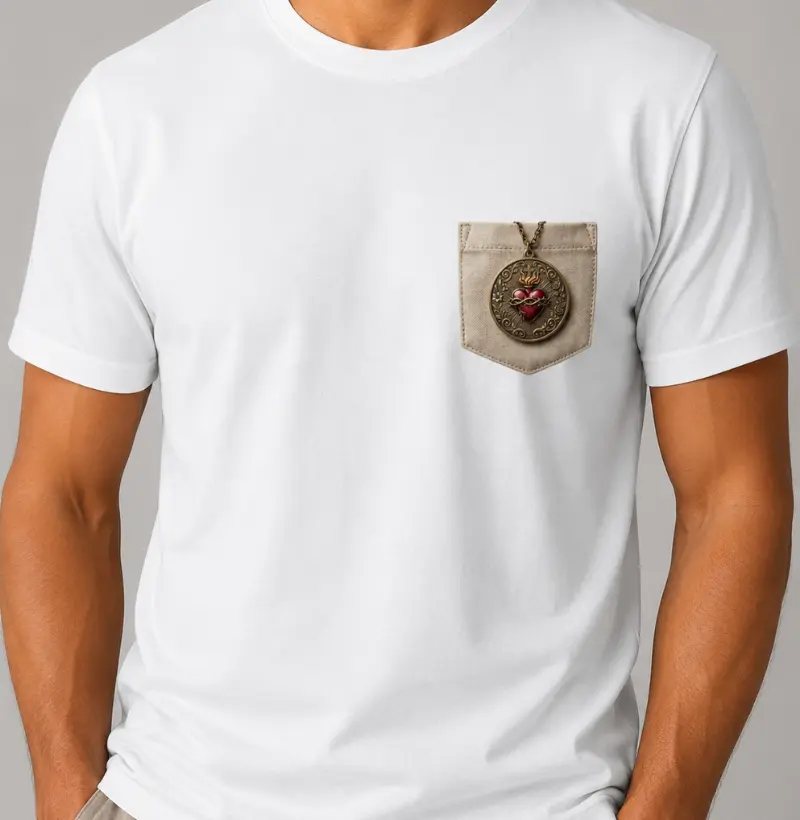Camiseta Medalhão do Sagrado Coração de Jesus