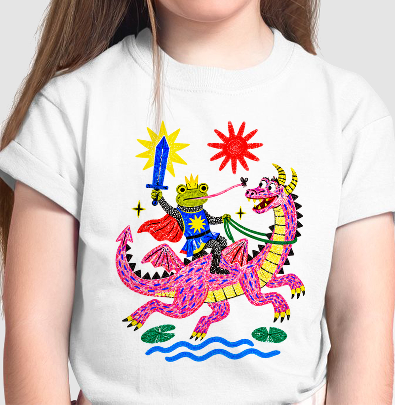 Camiseta Infantil Sapo Real no Dragão Rosa - Camiseta Infantil