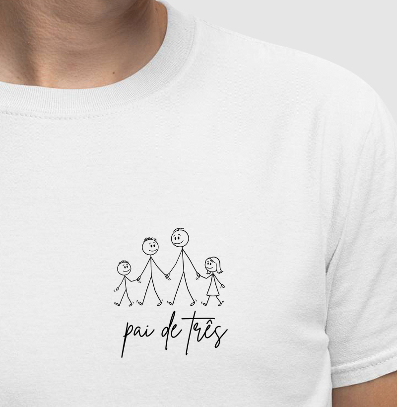 Camiseta Pai de três (2 Meninos e 1 Menina) - Cartoon