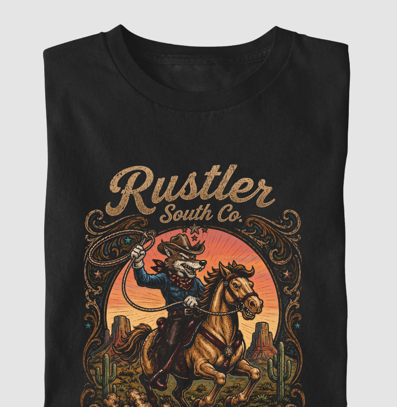 Camiseta Country Masculina Rustler South Co. Rodeo Rider