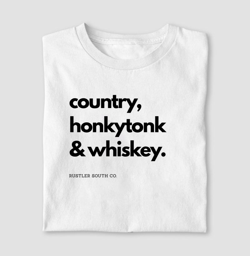 Camiseta Country Masculina Country Honkytonk & Whiskey Rustler South Co.