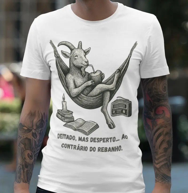 Deitado, mas desperto.