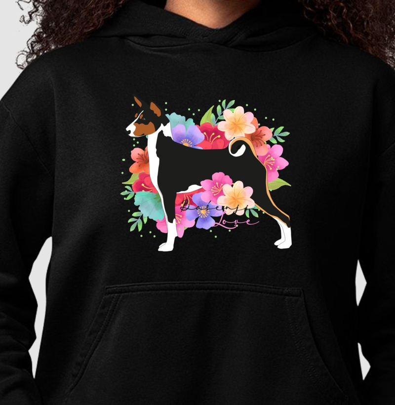 Hoodie Moletom Basenji Floral Love