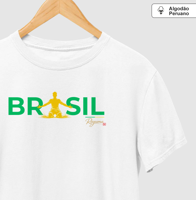 Camiseta Masculina, Feminina, Babylook e Unissex de Algodão Peruano Futebol "Brasil Futebol Raiz " - Copa