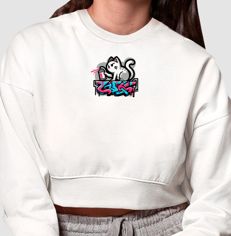 Moletom Cropped Spray Kitty