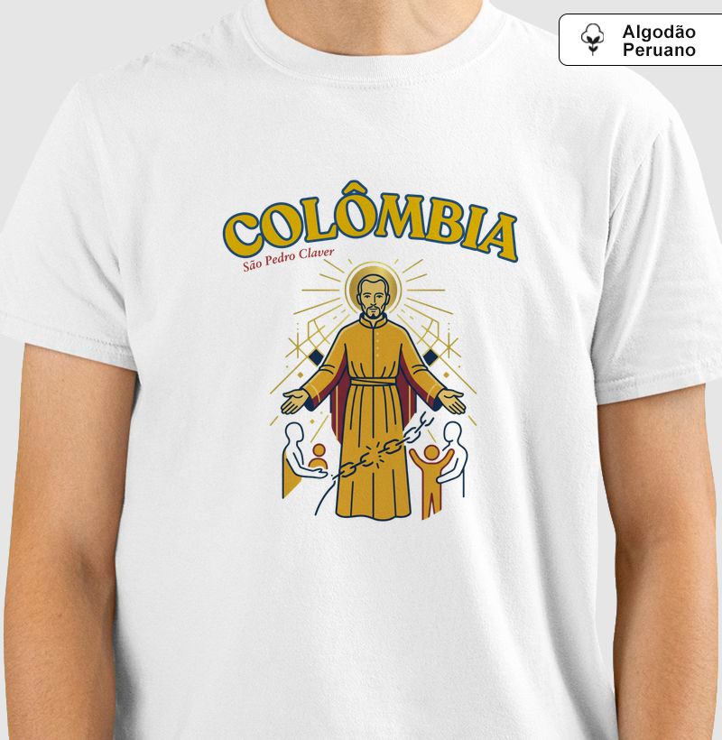 Camiseta Algodão Peruano Colômbia São Pedro Claver