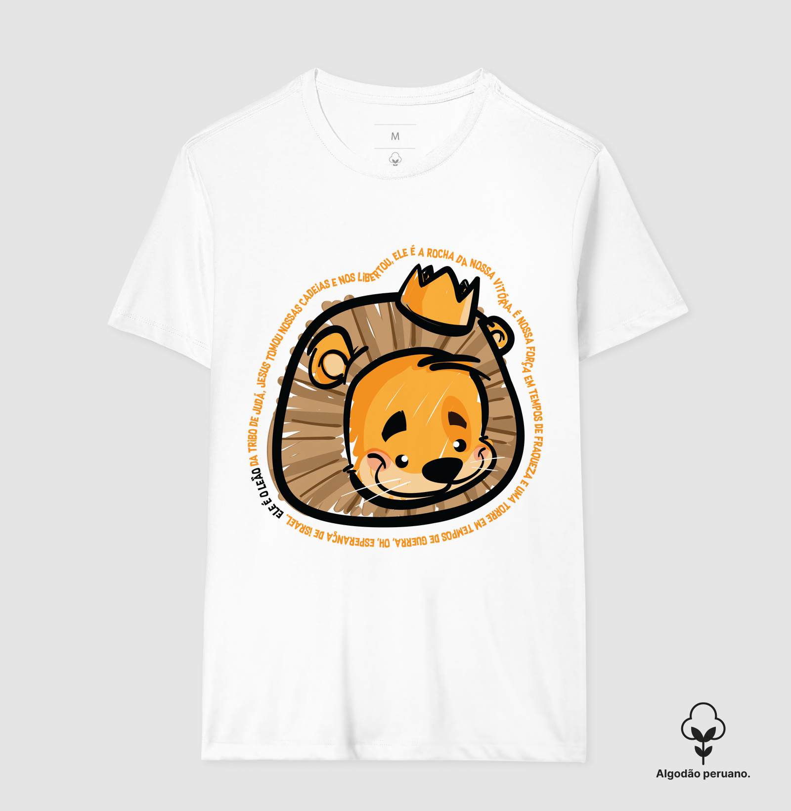 Camiseta Algodão Peruano Cristã Leão de Judá Ilustrado
