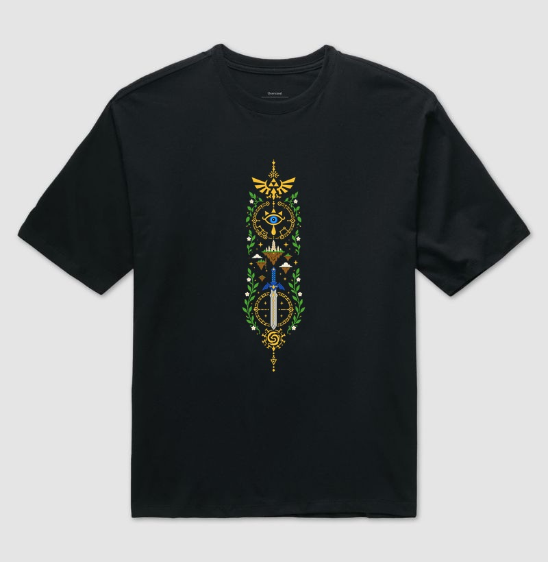 Terras de Hyrule – Espada e Ilhas Flutuantes - Camiseta Oversized