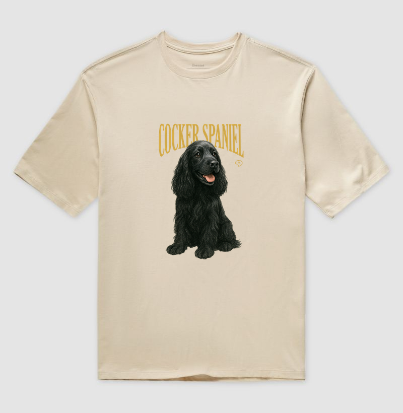 Cocker Spaniel Preto Vintage - Camiseta Oversized