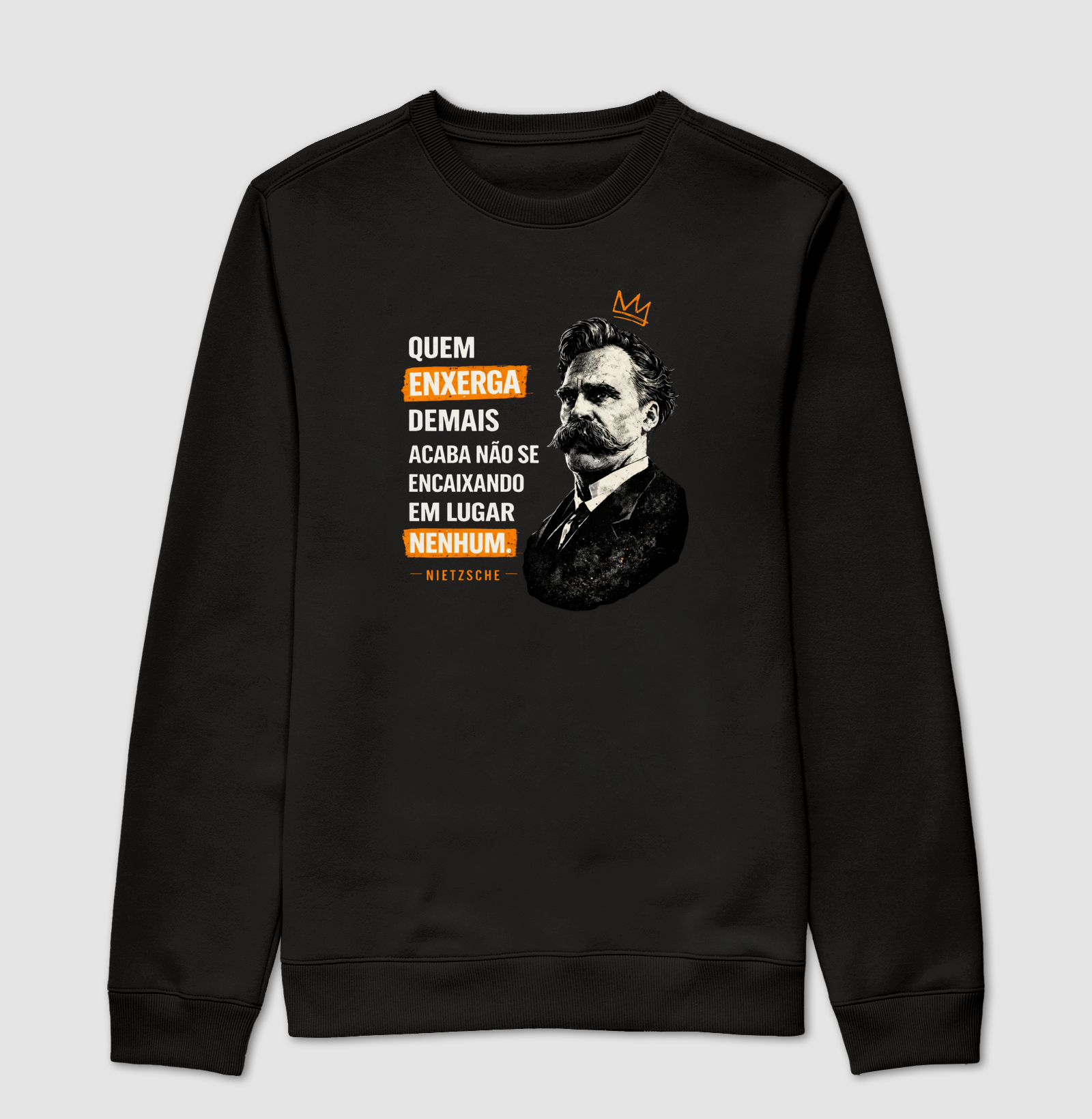 Filosofia Frase de Nietzsche "Quem enxerga demais" - Suéter Moletom