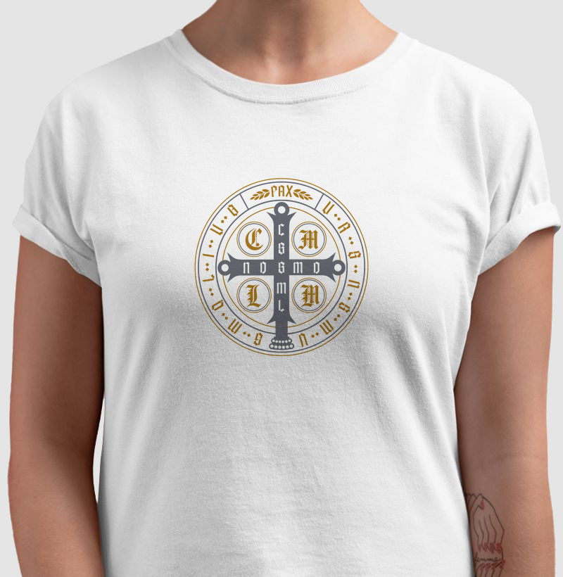 Medalha de São Bento Cinza e Dourado