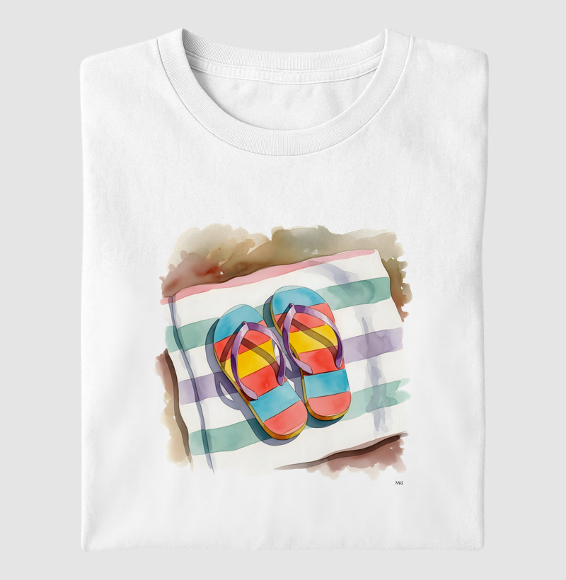Camiseta Algodão Premium - Chinelos de Verão 