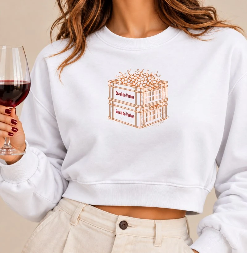 Moletom Cropped Brasil de Vinho - Caixa Laranja - Cropped Moletom