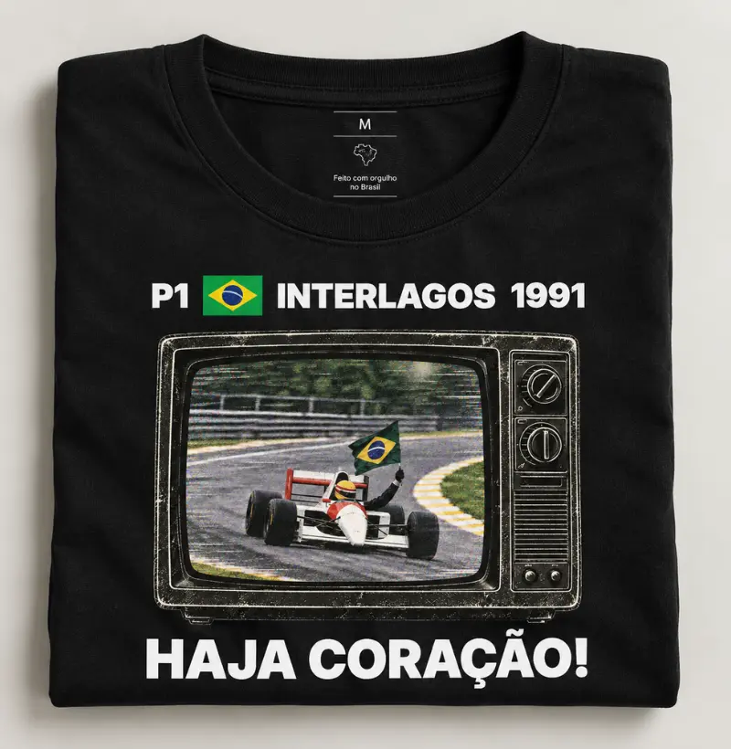 Domingo de Corrida – Camiseta Retrô TV Anos 90 Automobilismo