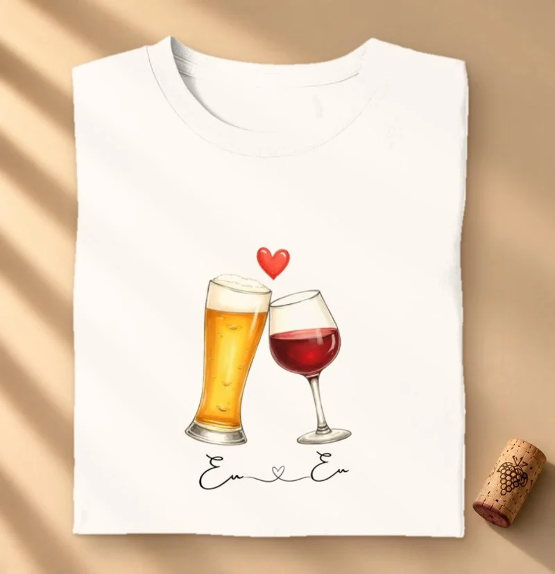 Camiseta Cerveja e Vinho - Camiseta