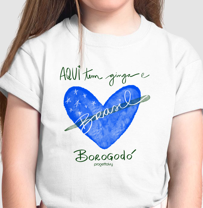 T shirt Aqui tem ginga e borogodó infantil